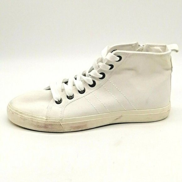 Maurices Womens Sunny High Top Sneakers‎ White Canvas Side Zip Lace Up 6M - Picture 1 of 10